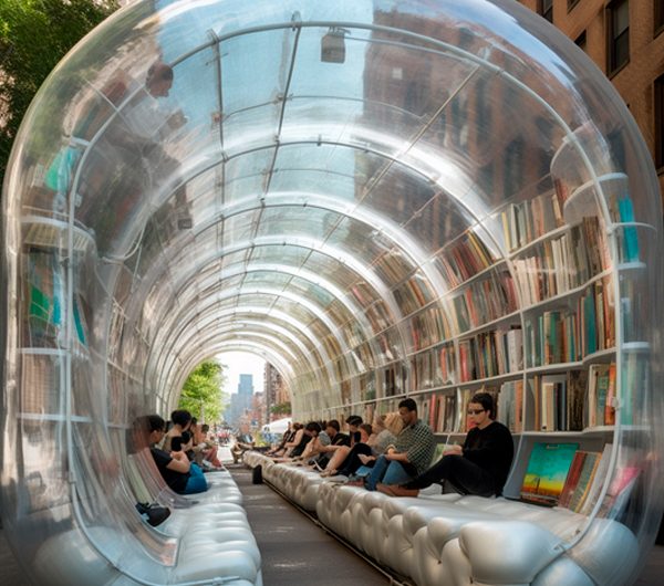 Inflatable Bus Stop With Cozy Reading Nooks For Public