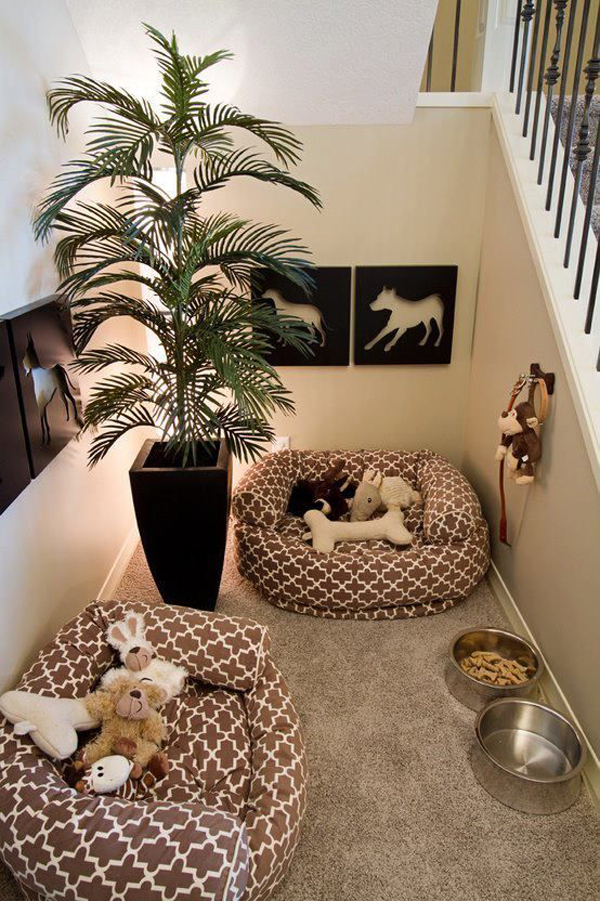 shared-dog-bed-under-the-stairs