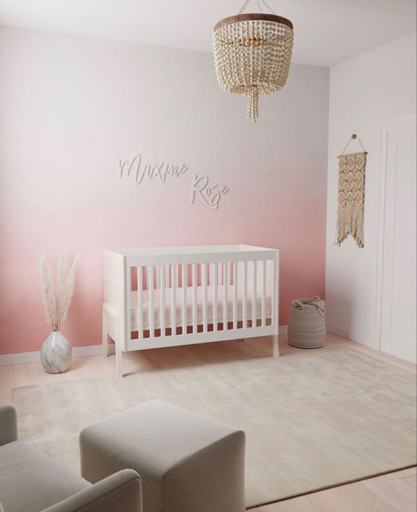 adorable-gradient-nursery-wall-paint-with-pink-accent