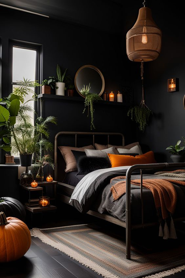 fresh-halloween-bedroom-with-black-color