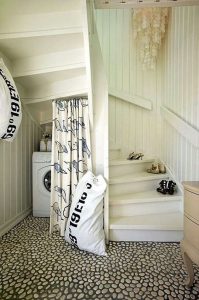 rustic-understairs-laundry-room-with-curtain - Housetodecor.com