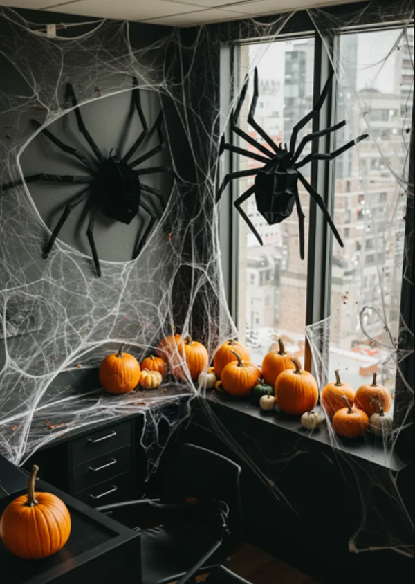 corner home office decor with giant spider corner home office decor with giant spider