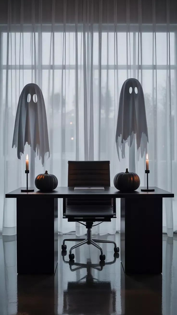 modern halloween home office with ghostly modern halloween home office with ghostly