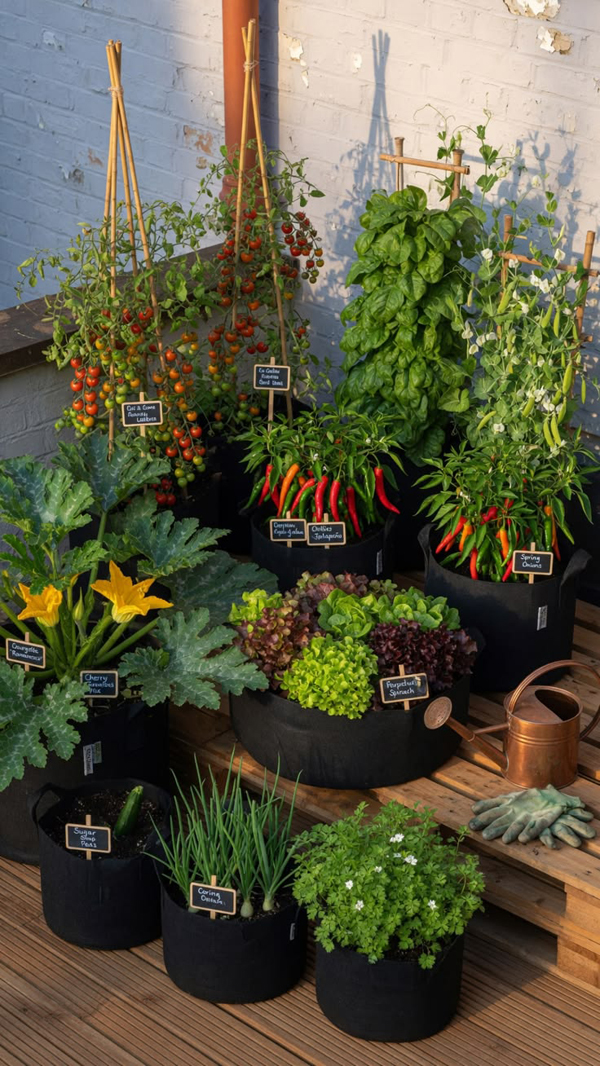 small vegetable garden with pots small vegetable garden with pots